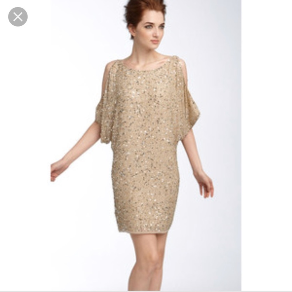 Aidan mattox cold shoulder sequin dress size 2